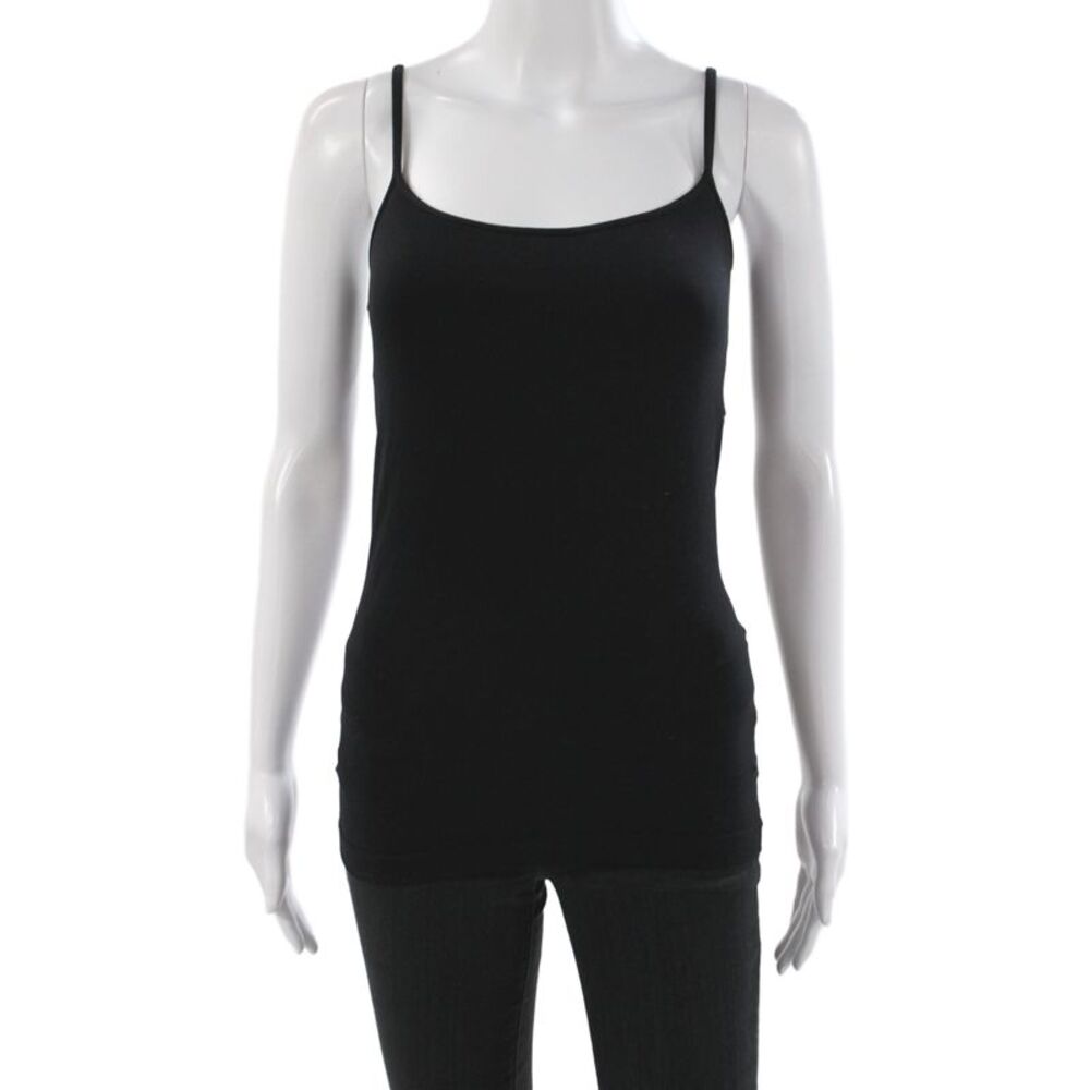 Bordeaux Womens Black Scoop Neck Tank Camisole Sleeveless Nylon Size One Size
